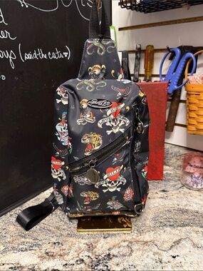 Ed Hardy-Print Crossbody Sling Bag -lNWT
